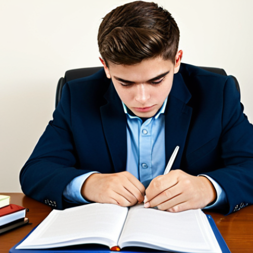 Home 29 A professional young adult student in modest, comfortable yet professional study attire, fully clothed, seated at a well-lit home study desk. The desk is cluttered with numerous textbooks, binders, and notes, suggesting an overwhelming volume of material. A single, half-empty coffee mug sits on the desk. The student's expression is diligently focused but also slightly fatigued and overwhelmed by the task ahead. The pose is natural and unforced. Perfect anatomy, correct proportions, natural pose, well-formed hands, proper finger count, natural body proportions. High-quality professional photography, natural lighting, sharp focus, safe for work, appropriate content, fully clothed, professional, modest.