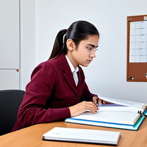 Home 28 **
"A motivated student in a fully clothed and modest study outfit, diligently working at a desk filled with textbooks and study materials. The scene takes place in a bright, organized home office setting with a whiteboard displaying a DAFO analysis. Focus on the student's focused expression and organized workspace. Safe for work, appropriate content, professional, perfect anatomy, natural proportions, high quality, well-formed hands, proper finger count."
**