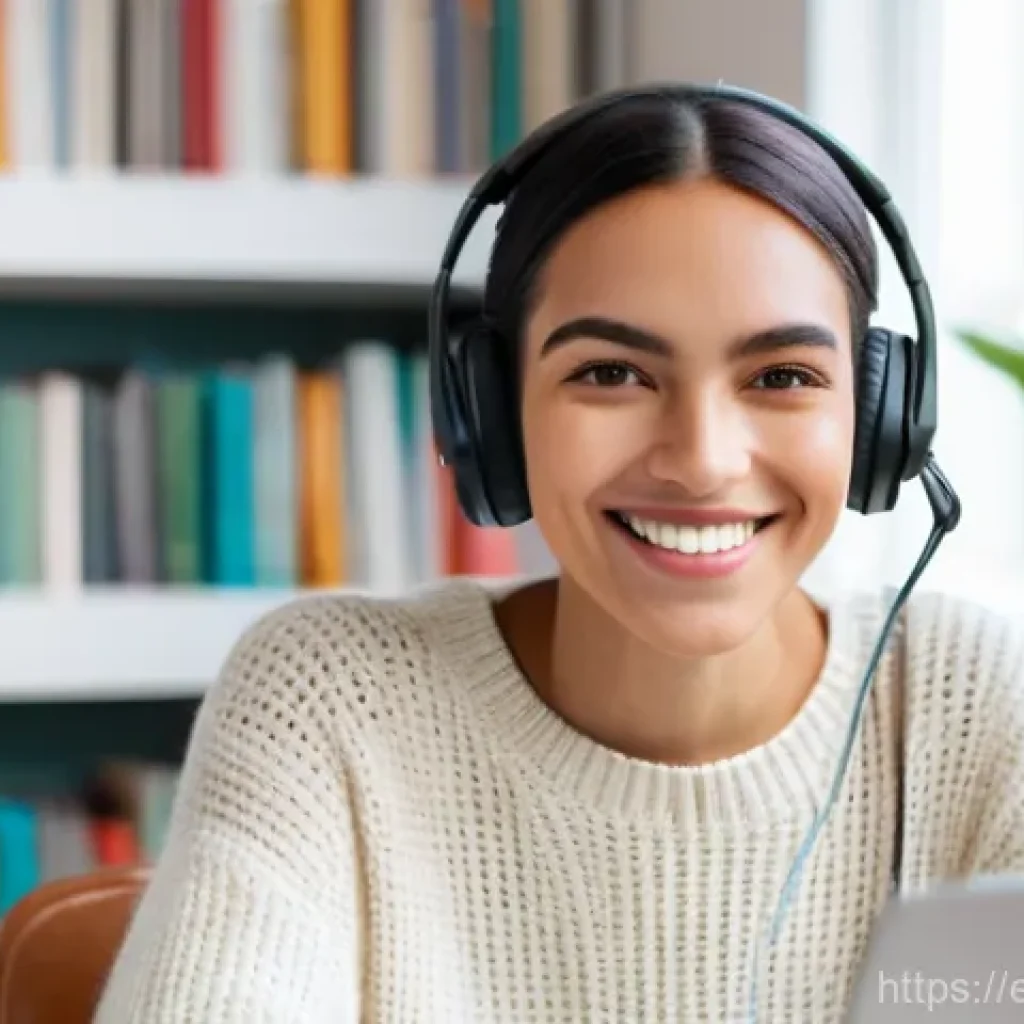 공무원 시험과 병행할 수 있는 대체 플랜 - **Online Spanish Language Tutor at Home:** A vibrant young woman, approximately 28-35 years old, wit...