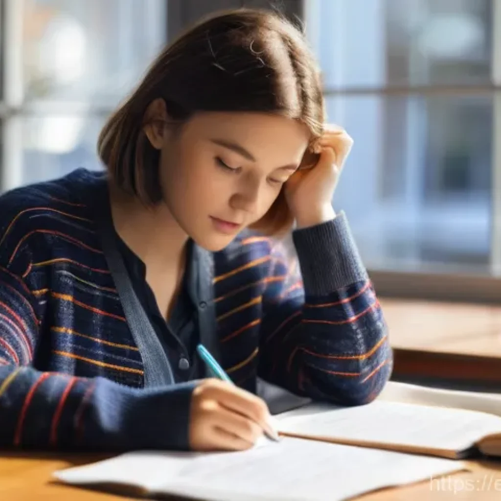 공무원 승진 시험 실무 대비법 - **Prompt:** A focused and determined female student, late 20s, with short, neat brown hair, wearing ...