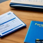 Home 19 공무원 시험 전날 체크리스트 - A neatly organized study area in a Spanish home, showing a folder or bag labeled "Exam Day" containi...